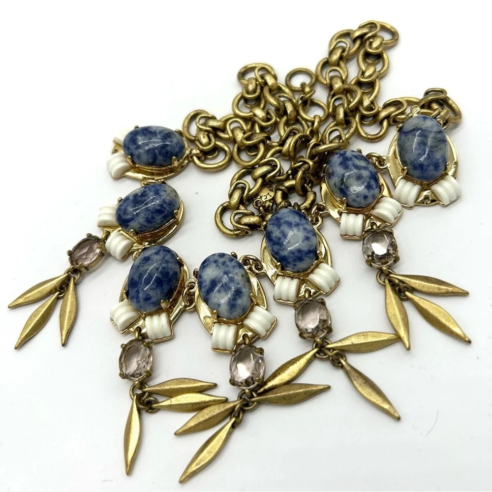 J. Crew Blue Marbled Jeweled Necklace